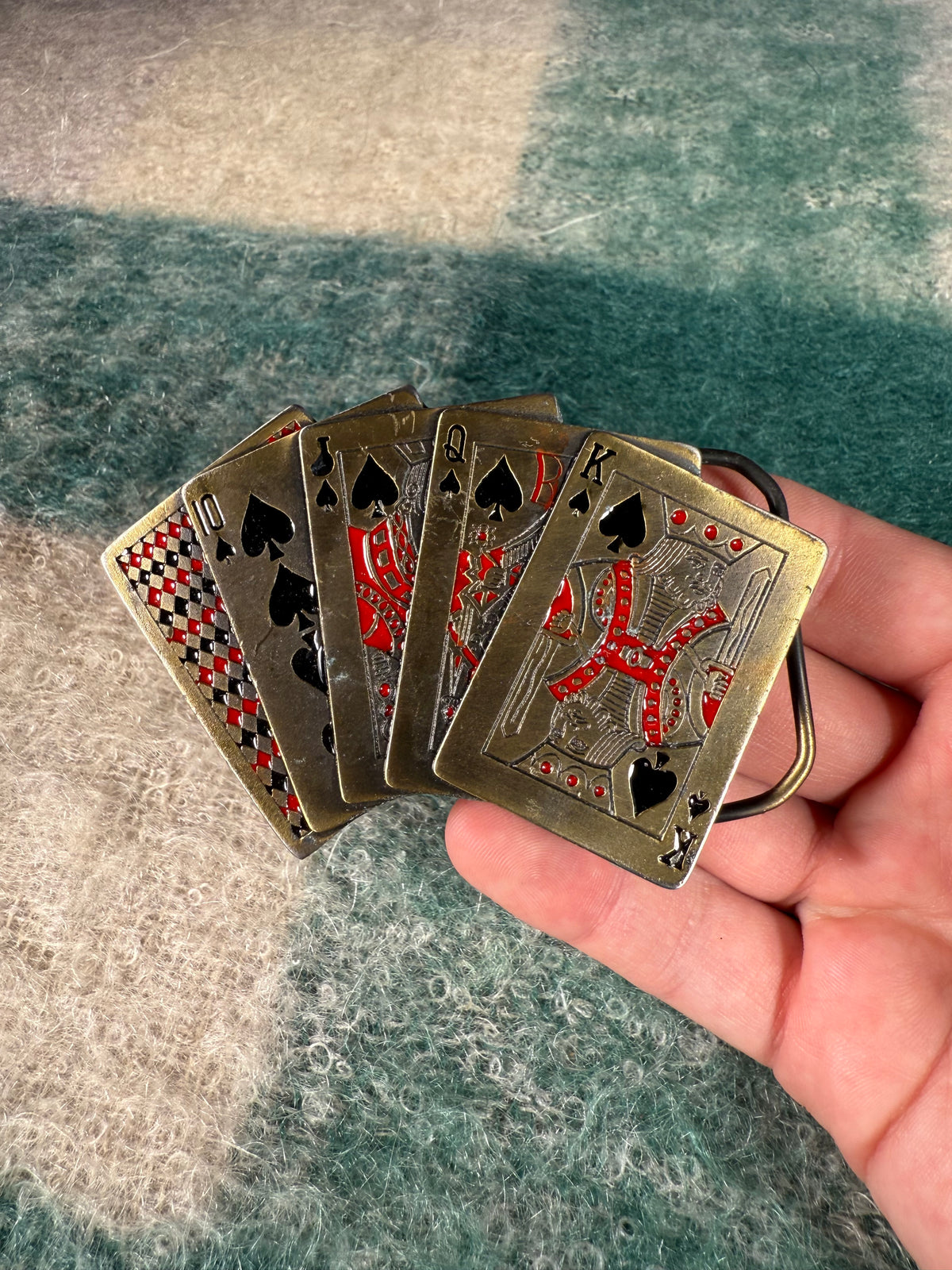 Vintage Gold Deck of Cards Belt Buckle