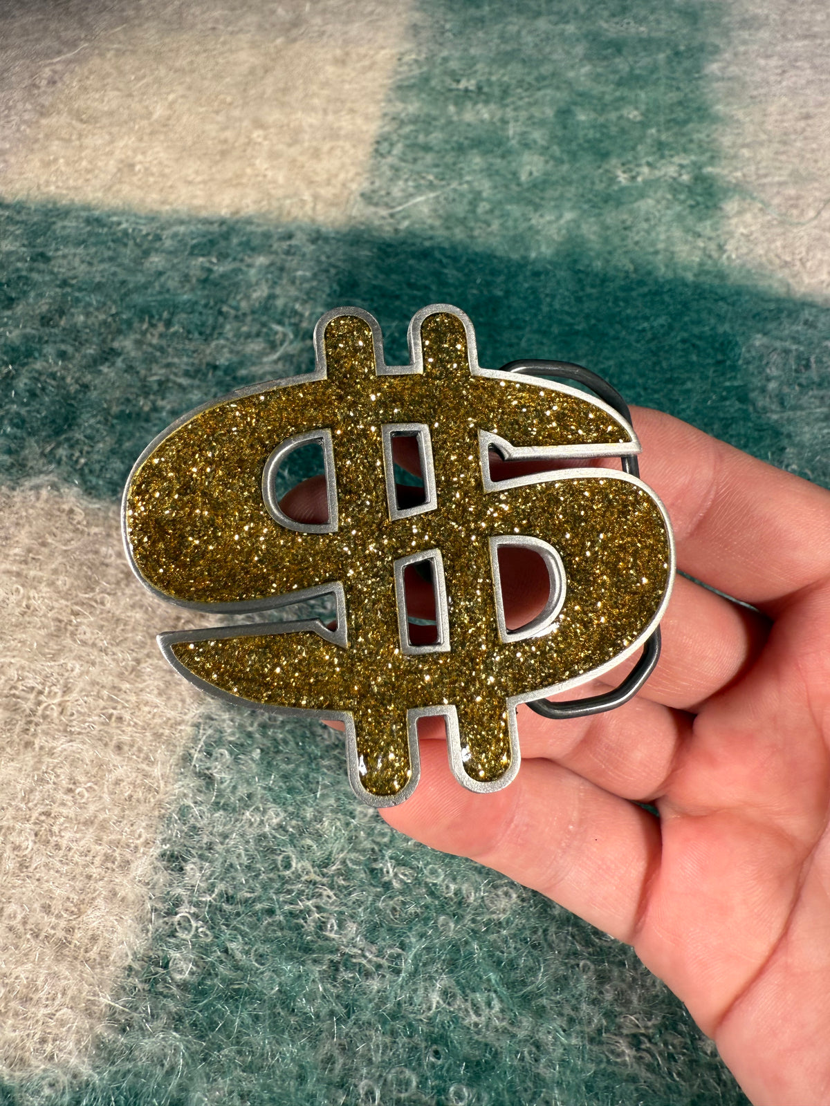 Vintage 2000s Sparkly Gold $ Money Sign Belt Buckle