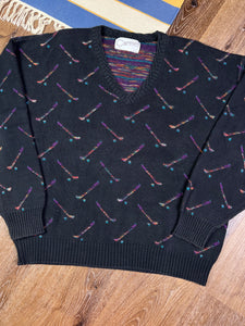 Vintage Carmel Pattern Knit Sweater (XL)