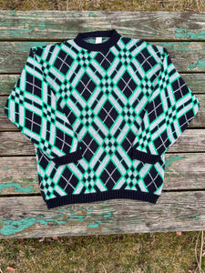 Vintage Green/Black Pattern Sweater (WM)