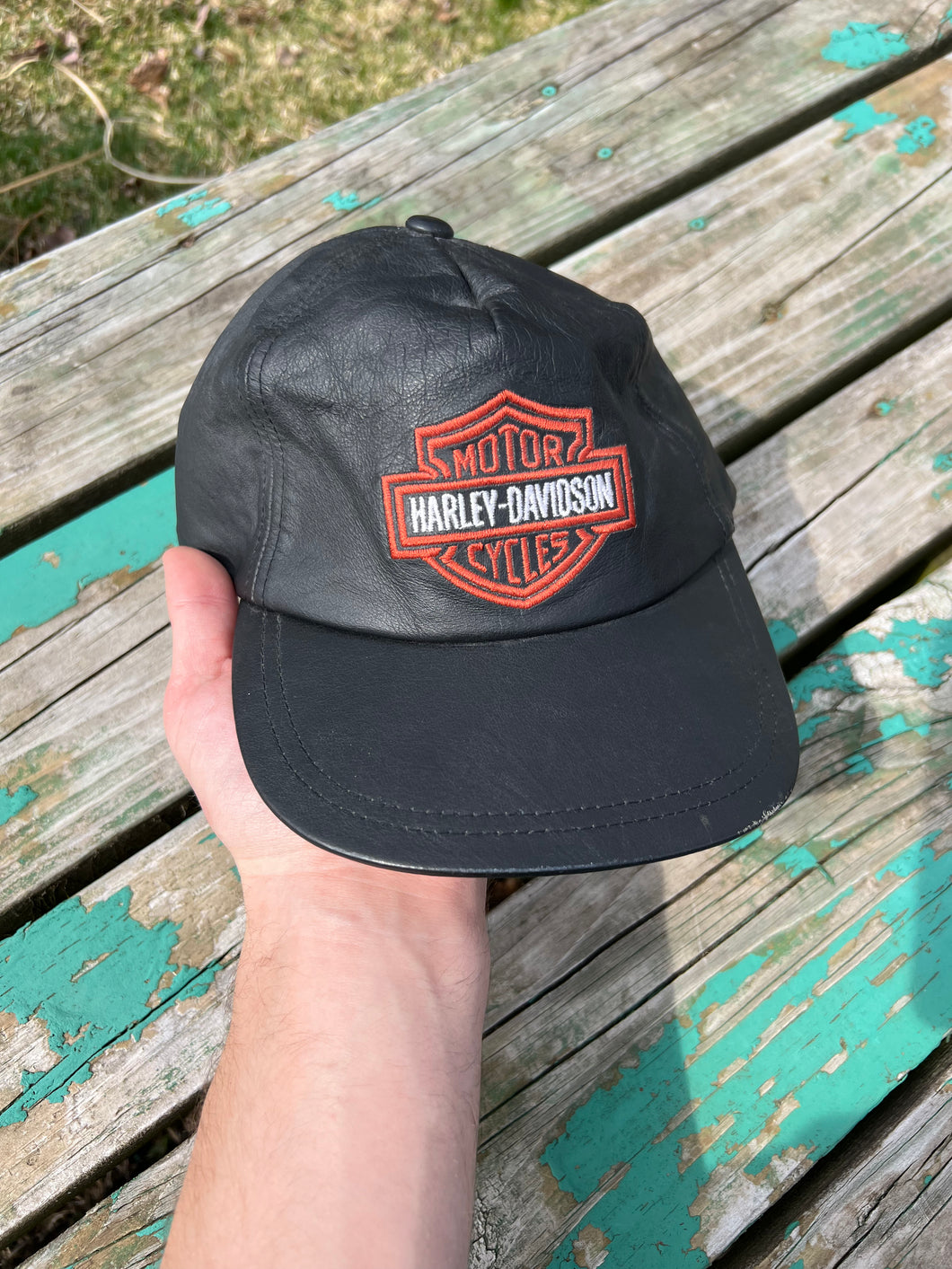 Harley Davidson Leather Strapback Hat